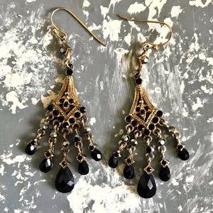 ‼️PRICE DROP‼️ Gold Earrings with Onyx Stones